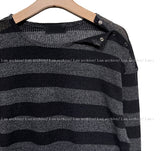 Shoulder snap stripe see-through tee