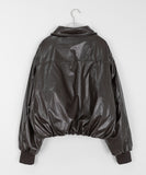 Naoko Glossy Leather Bomber Jumper