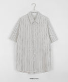 [unisex] Telsha Stripe Seersucker Over Short Sleeve Shirt