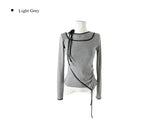 Pencil Layered Unbalanced Color Matching Line T-Shirt