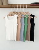 Rehel Square Neck Ribbed Knit Sleeveless