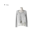 Cran Stripe Sleeveless Crop Cardigan Set