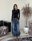 Onen Ribbed Round Long Sleeve T-shirt