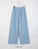 Syuing pin tuck banding wide linen pants