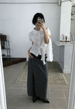 STRIPE BUTTON WRAP SKIRT
