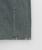 Kims Side Pintuck Denim Wide Pants