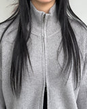 Renki Soft Ribbed Knit Zip-Up