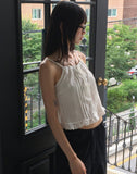 Hiyu pintuck frill lace ribbon strap sleeveless blouse
