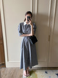 Dali Stripe Color Matching Shirt Banding One Piece
