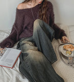 Wings Angora V-neck knitwear