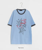 [unisex] Huben Printing Color Matching Ringer Short Sleeve T-shirt