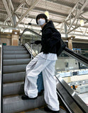 Oblique side zipper nylon pants
