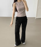 Side Pocket Semi Bootcut Banding Pants