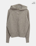 Sihan High Neck Angora Hooded Knit Cardigan