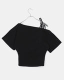 Klim Dot String Off-Shoulder Shirring Short Sleeve T-Shirt