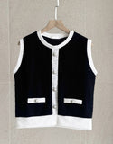 Mardi Color Matching Boucle Knit Sleeveless Banding Shorts Set