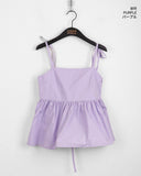 Pocon Shirring Ribbon String Corset Sleeveless Blouse