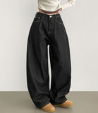 Raw Balloon Fit Volume Long Wide Denim Pants