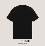 Cut line mock neck short sleeve T-shirt