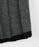 Poje Denim Pleats Brushed Midi Skirt