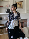84 Numbering Off-Shoulder Loose Fit Short Sleeve