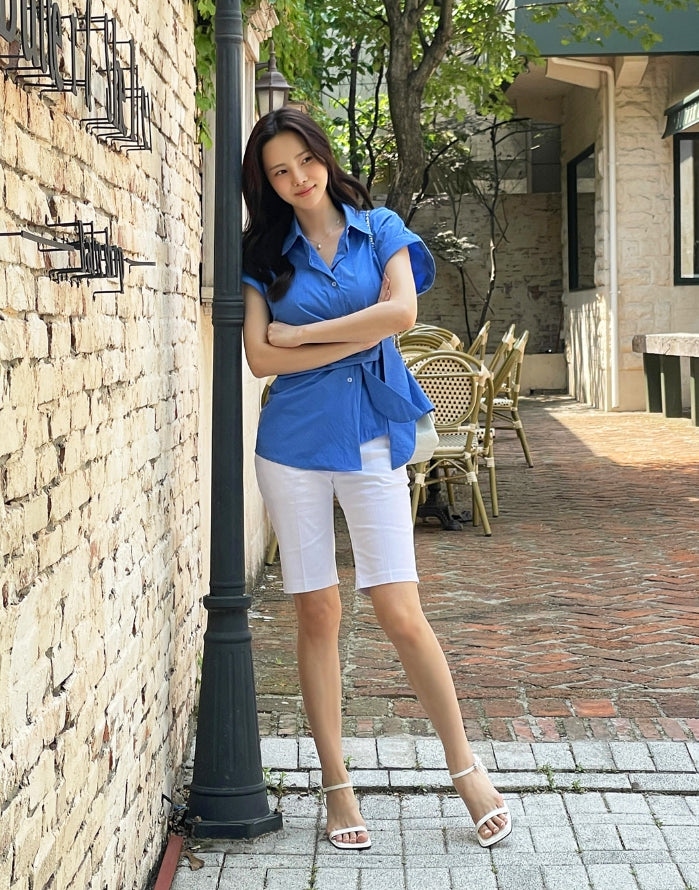 【I AM MARI】Capri Cotton Biker Half Slit Pants I AM MARI (アイアムマリ) - カプリコットンバイカー5分丈