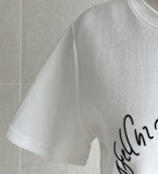 Poe Embroidery Lettering Ribbon Short Sleeve T-shirt