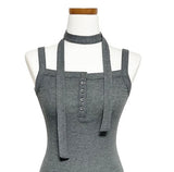 Tiz Button Ruffle Layered Sleeveless Scarf Set