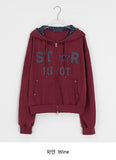 Femme Star Printing Hood Zip-Up