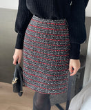 Cleans Check Tweed A-Line Mini Skirt