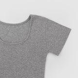 Deep U-neck Square Neck Slim Fit Short Sleeve T-Shirt