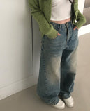 [A/M] Seulleon Cut Denim Washing Wide Pants