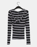 Tsuta Stripe Slim Hooded T-Shirt