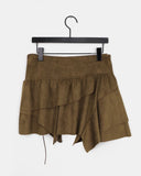 Pio Corset Unbalanced Suede Short Skirt