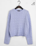Rolf Cable Round Crop Long Sleeve Knit