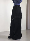 Tonijon Pocket Cotton Banding Long Wide Cargo Pants