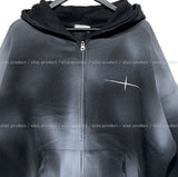 (UNISEX) Dirty Spray Shine Warmer Hood Zip-up