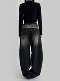 Embroidered Patch Wide Denim