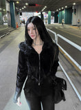 Made Routine Velvet Fur Hood Zip-Up