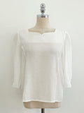 Meju Heart-Neck Three Quarter Sleeve Blouse
