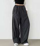 Corduroy Side Snap Button Folding Wide Banding Pants