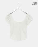 Kiha lace see-through puff crop short-sleeve T-shirt
