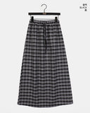 [Brushed] Carin vintage check maxi long skirt