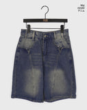 Dimon incision washing half-length denim Bermuda pants