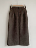 Jenner Herringbone H-Line Slit Long Skirt