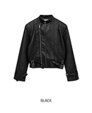 Geron Diagonal Zipper Leather Rider Jacket