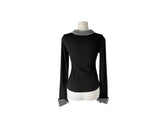 Rosin Color Matching Collar Button Slim Long Sleeve T-shirt