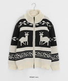 Hindel High Neck Cowichan Nordic Knit Zip-Up Cardigan