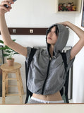 GINGHAM SHIRRING ZIP-UP
