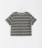 Menzi Stripe Crop Short Sleeve Cardigan